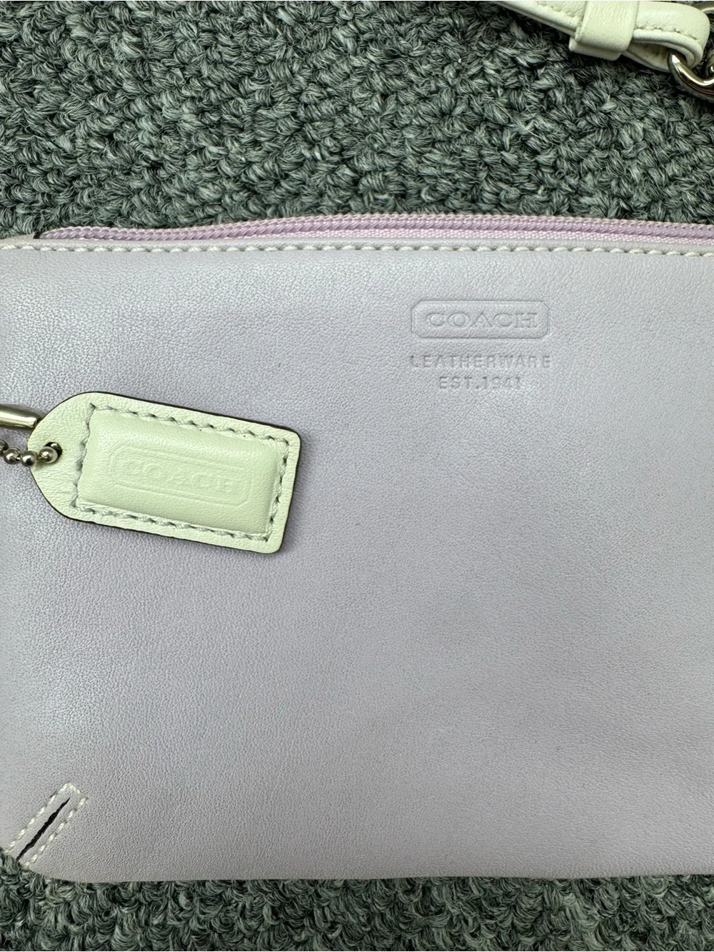 vintage Coach lavender leather wristlet